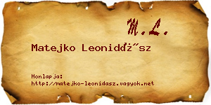 Matejko Leonidász névjegykártya